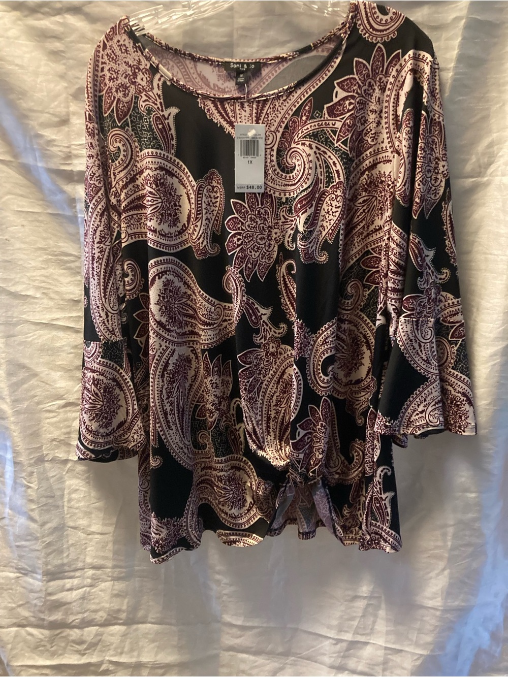 Sami & Jo Black and Purple Paisley Tie-Front Tunic